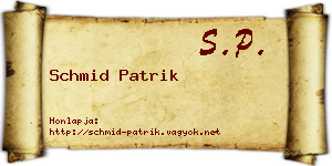 Schmid Patrik névjegykártya